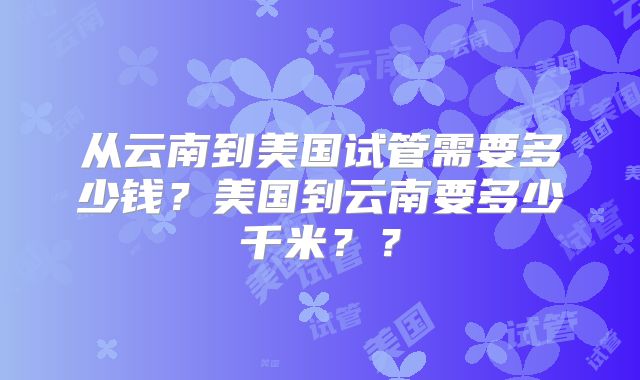 从云南到美国试管需要多少钱？美国到云南要多少千米？？