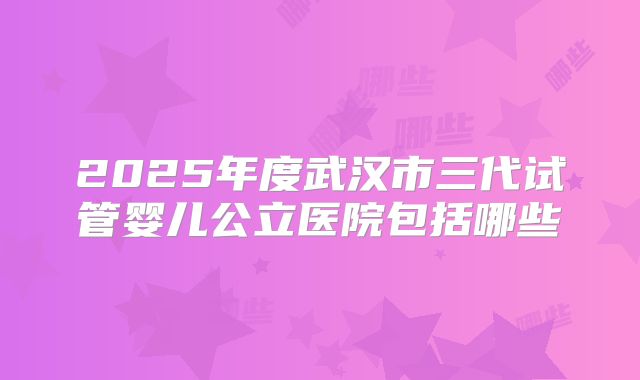 2025年度武汉市三代试管婴儿公立医院包括哪些