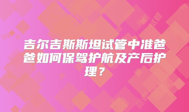 吉尔吉斯斯坦试管中准爸爸如何保驾护航及产后护理？