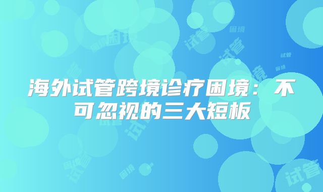 海外试管跨境诊疗困境：不可忽视的三大短板
