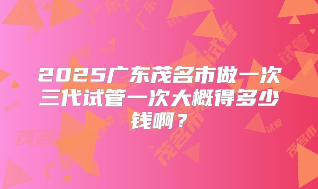 2025广东茂名市做一次三代试管一次大概得多少钱啊？