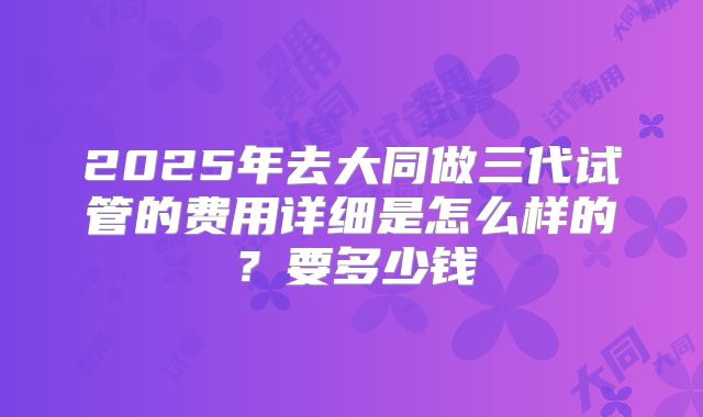2025年去大同做三代试管的费用详细是怎么样的?要多少钱