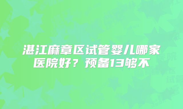 湛江麻章区试管婴儿哪家医院好?预备13够不