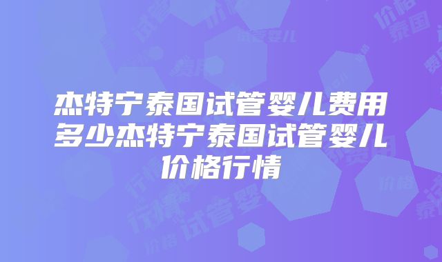 杰特宁泰国试管婴儿费用多少杰特宁泰国试管婴儿价格行情