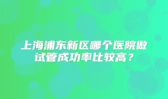 上海浦东新区哪个医院做试管成功率比较高？