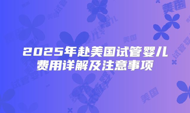 2025年赴美国试管婴儿费用详解及注意事项