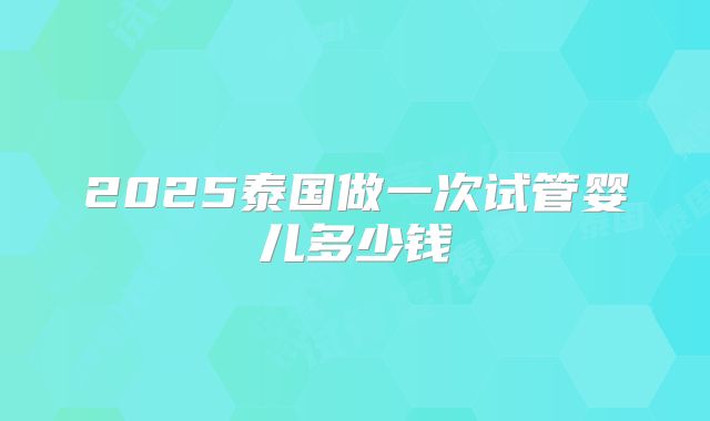 2025泰国做一次试管婴儿多少钱