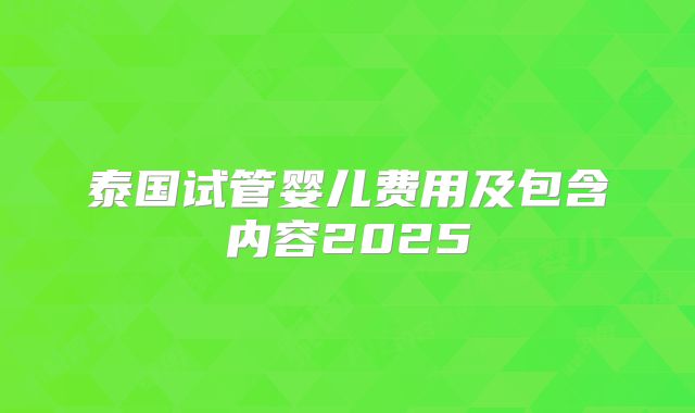 泰国试管婴儿费用及包含内容2025