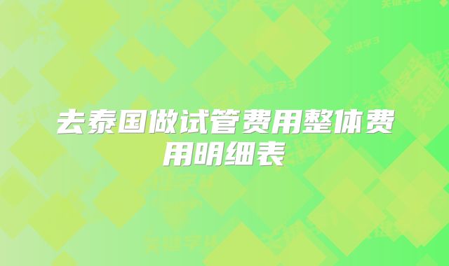 去泰国做试管费用整体费用明细表