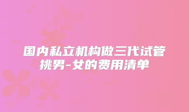 国内私立机构做三代试管挑男-女的费用清单