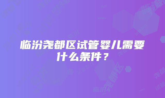 临汾尧都区试管婴儿需要什么条件？