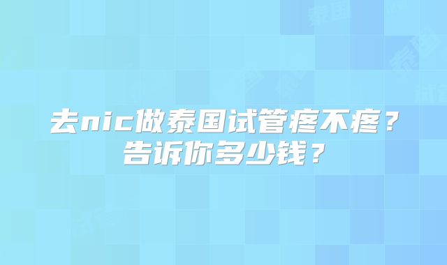 去nic做泰国试管疼不疼？告诉你多少钱？