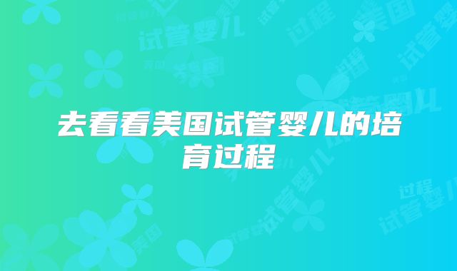 去看看美国试管婴儿的培育过程