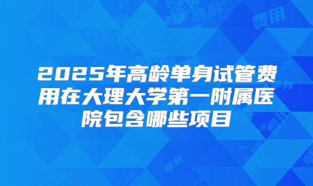 2025年高龄单身试管费用在大理大学第一附属医院包含哪些项目
