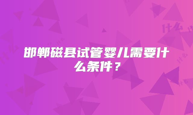 邯郸磁县试管婴儿需要什么条件？