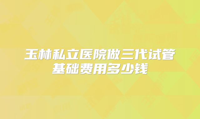玉林私立医院做三代试管基础费用多少钱