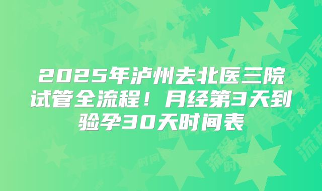 2025年泸州去北医三院试管全流程！月经第3天到验孕30天时间表