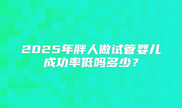 2025年胖人做试管婴儿成功率低吗多少？