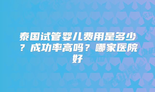 泰国试管婴儿费用是多少？成功率高吗？哪家医院好