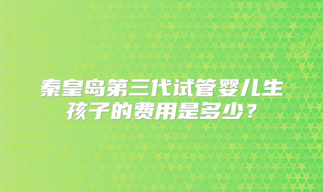 秦皇岛第三代试管婴儿生孩子的费用是多少?