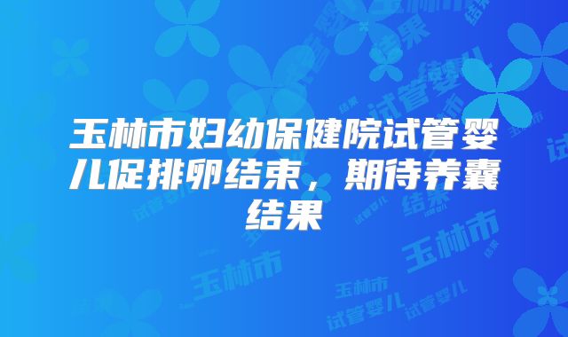 玉林市妇幼保健院试管婴儿促排卵结束，期待养囊结果