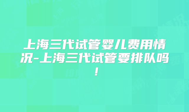 上海三代试管婴儿费用情况-上海三代试管要排队吗!