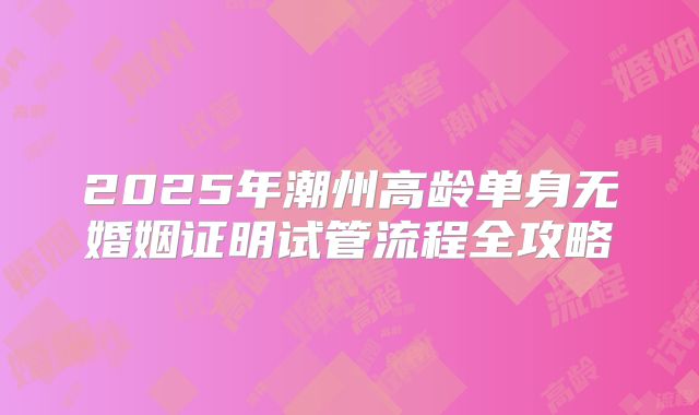 2025年潮州高龄单身无婚姻证明试管流程全攻略