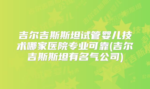 吉尔吉斯斯坦试管婴儿技术哪家医院专业可靠(吉尔吉斯斯坦有名气公司)