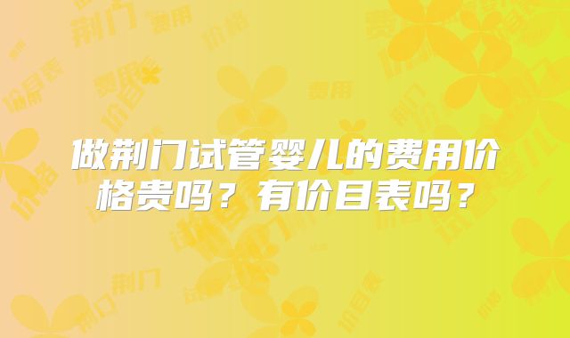 做荆门试管婴儿的费用价格贵吗？有价目表吗？
