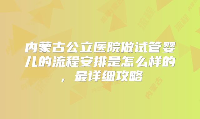 内蒙古公立医院做试管婴儿的流程安排是怎么样的，最详细攻略