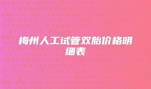 梅州人工试管双胎价格明细表