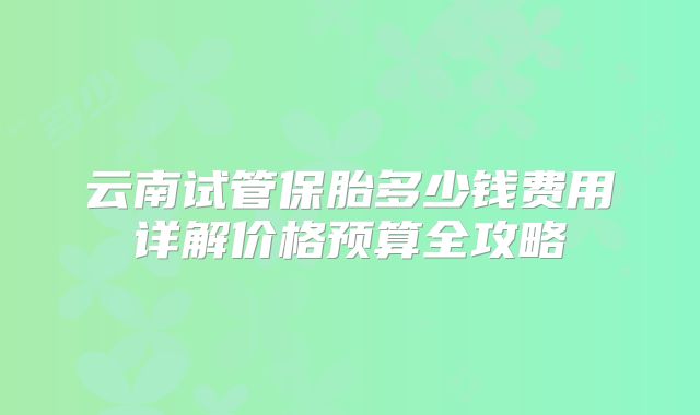 云南试管保胎多少钱费用详解价格预算全攻略