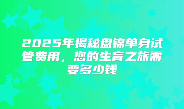 2025年揭秘盘锦单身试管费用，您的生育之旅需要多少钱