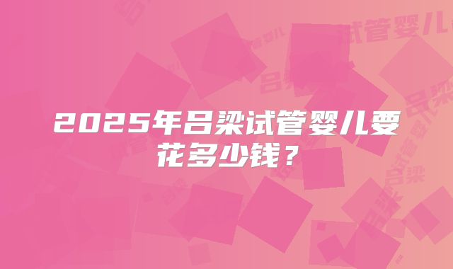 2025年吕梁试管婴儿要花多少钱？