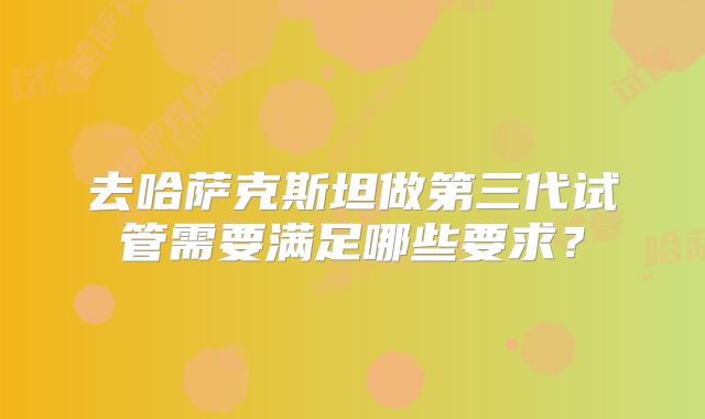 去哈萨克斯坦做第三代试管需要满足哪些要求？