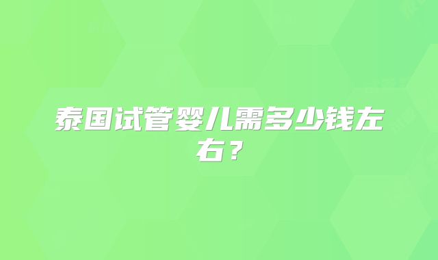 泰国试管婴儿需多少钱左右?