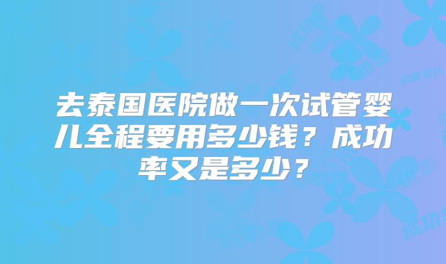 去泰国医院做一次试管婴儿全程要用多少钱？成功率又是多少？