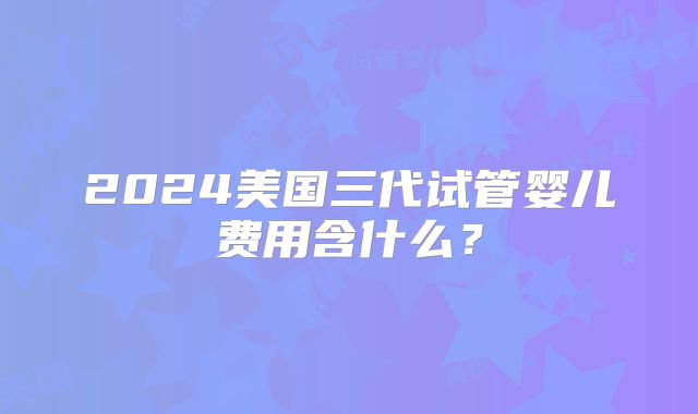 2024美国三代试管婴儿费用含什么?