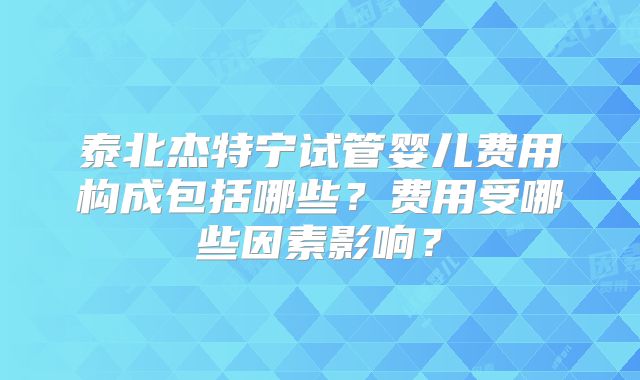 泰北杰特宁试管婴儿费用构成包括哪些？费用受哪些因素影响？