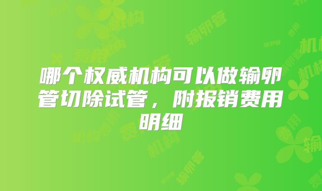 哪个权威机构可以做输卵管切除试管，附报销费用明细