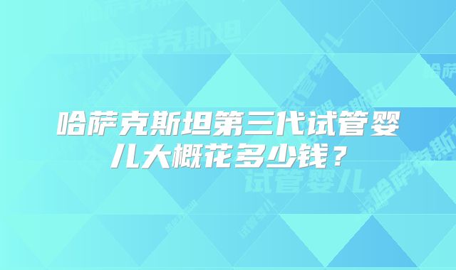 哈萨克斯坦第三代试管婴儿大概花多少钱？