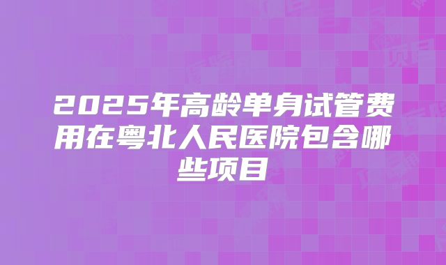 2025年高龄单身试管费用在粤北人民医院包含哪些项目