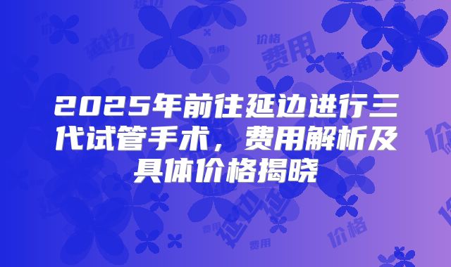 2025年前往延边进行三代试管手术,费用解析及具体价格揭晓
