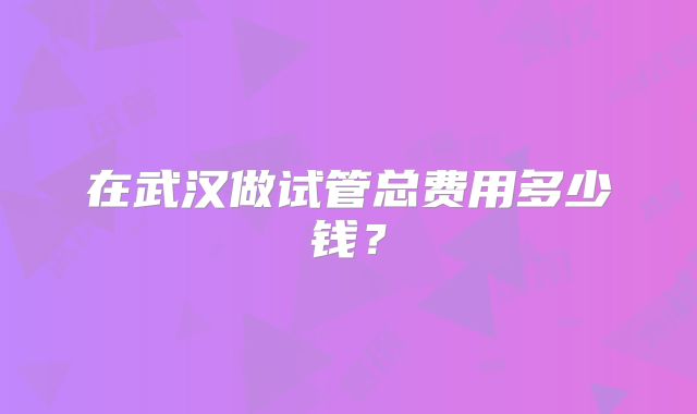 在武汉做试管总费用多少钱?
