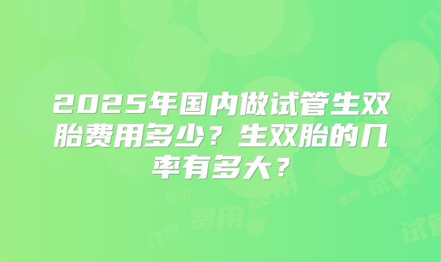 2025年国内做试管生双胎费用多少？生双胎的几率有多大？