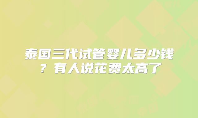 泰国三代试管婴儿多少钱？有人说花费太高了