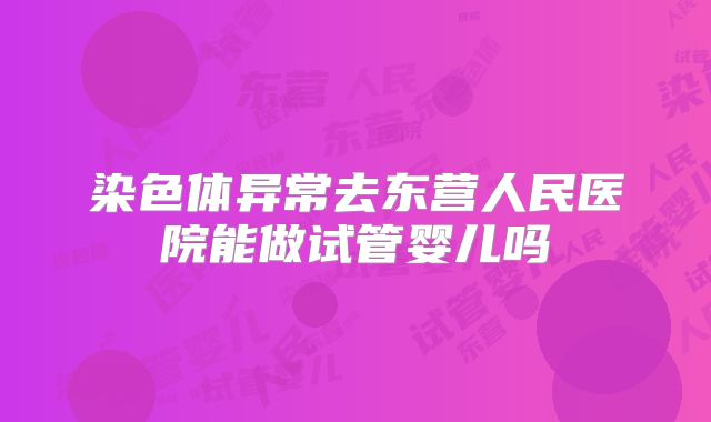染色体异常去东营人民医院能做试管婴儿吗