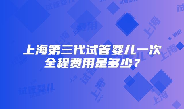 上海第三代试管婴儿一次全程费用是多少？