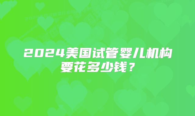 2024美国试管婴儿机构要花多少钱?