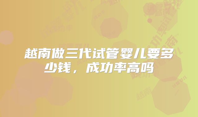 越南做三代试管婴儿要多少钱，成功率高吗